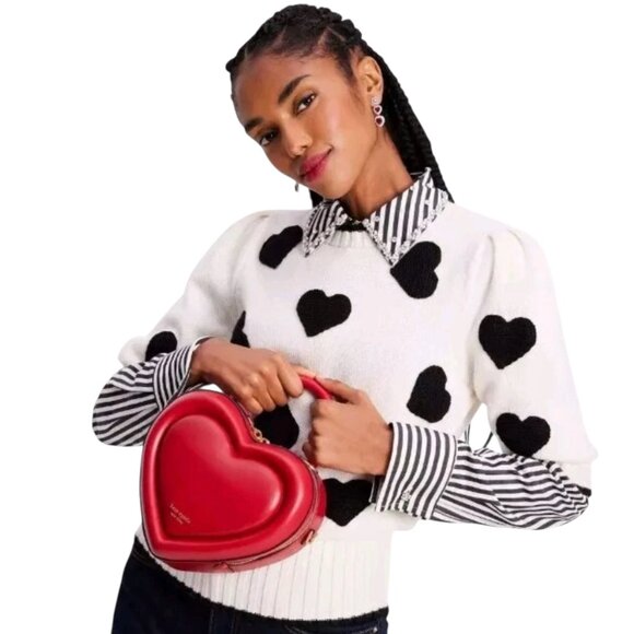 NEW Kate Spade Pitter Patter 3D Heart Crossbody Leather Satchel Perfect Cherry! - Picture 9 of 11